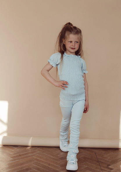 Two You Label - flare legging Lilly embroidery flower - light blue
