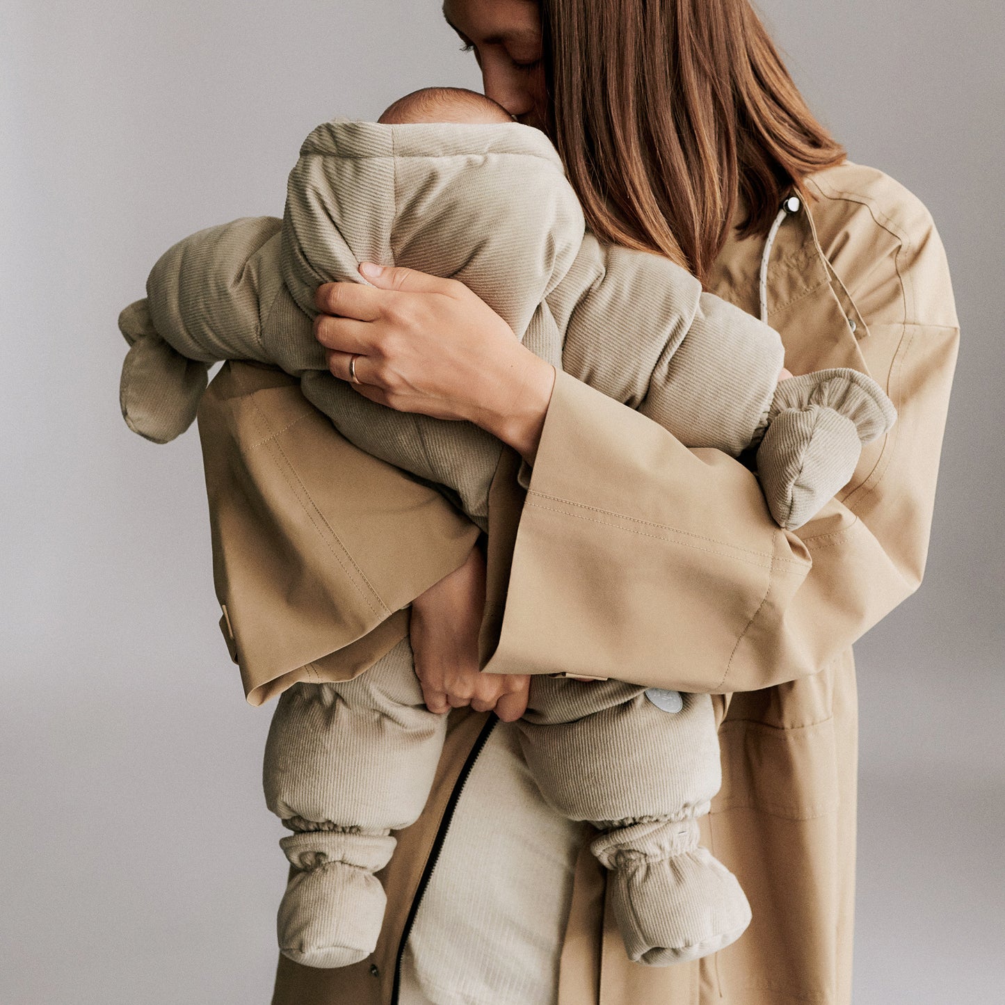 Wheat - puffer snowsuit baby Nallo - grey stone