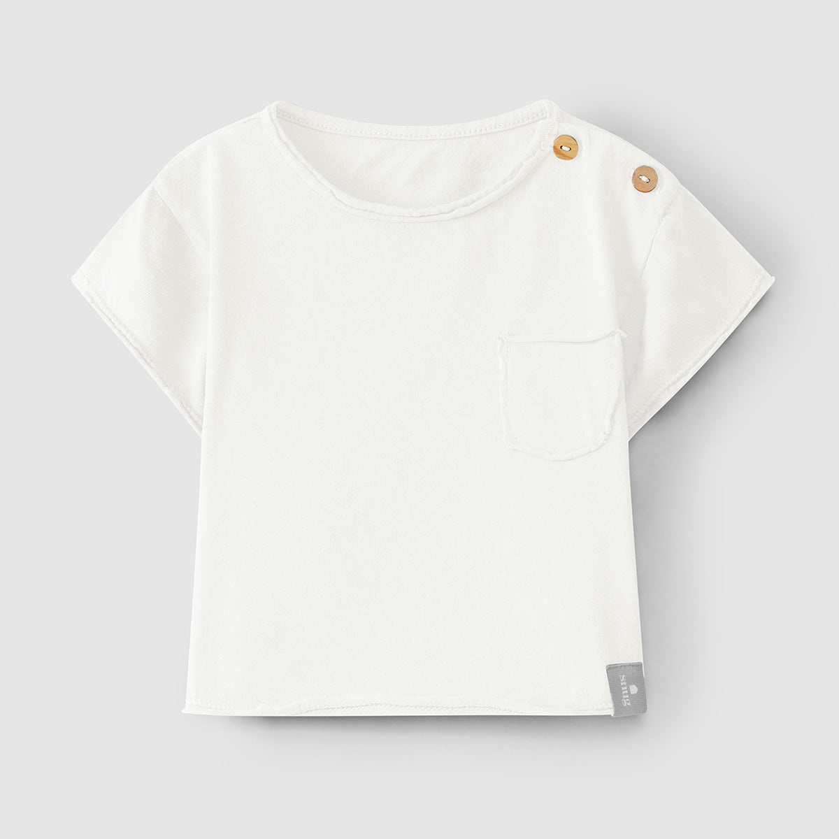 T-shirt met houten knoopjes ~ offwhite