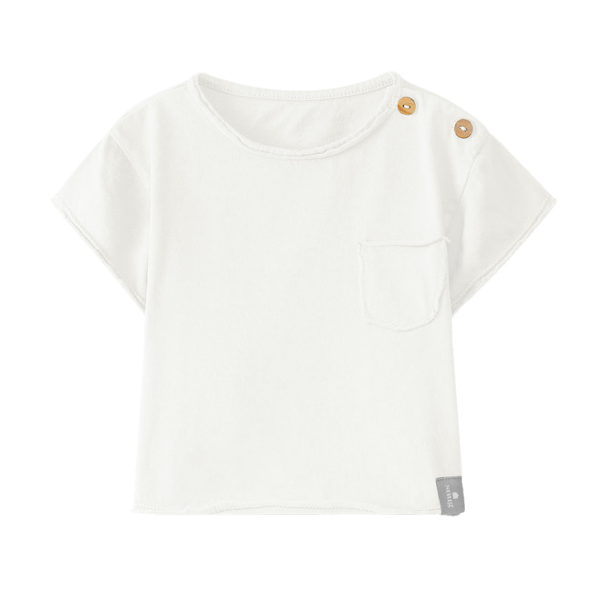 T-shirt met houten knoopjes ~ offwhite