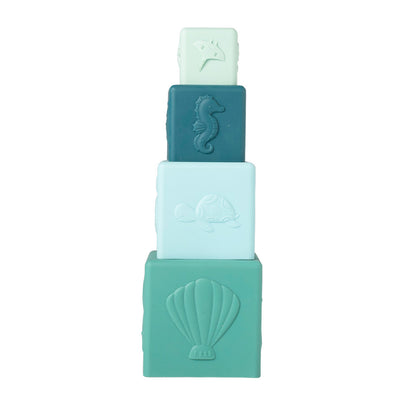 Salted Stories - stacking tower Solid - aqua blue