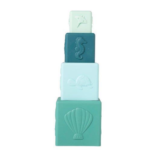 Salted Stories - stacking tower Solid - aqua blue