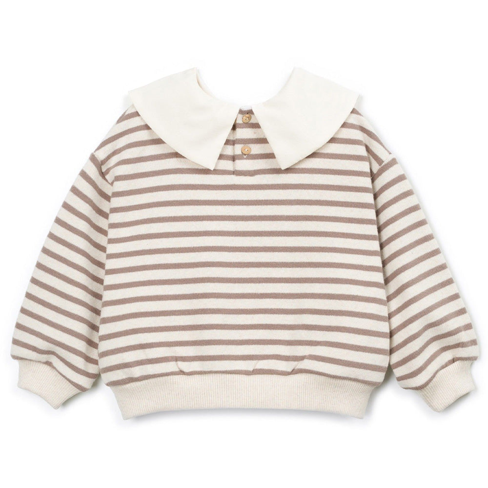 Play Up - striped sweater with collar - beige/brown