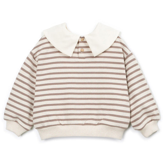 Play Up - striped sweater with collar - beige/brown