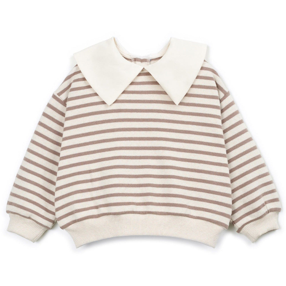 Play Up - striped sweater with collar - beige/brown