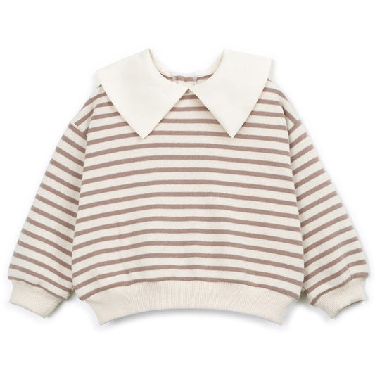 Play Up - striped sweater with collar - beige/brown