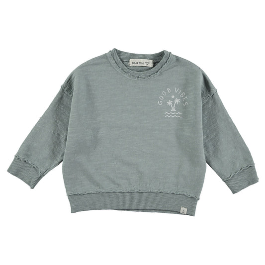 Good vibes sweater ~ blue gray