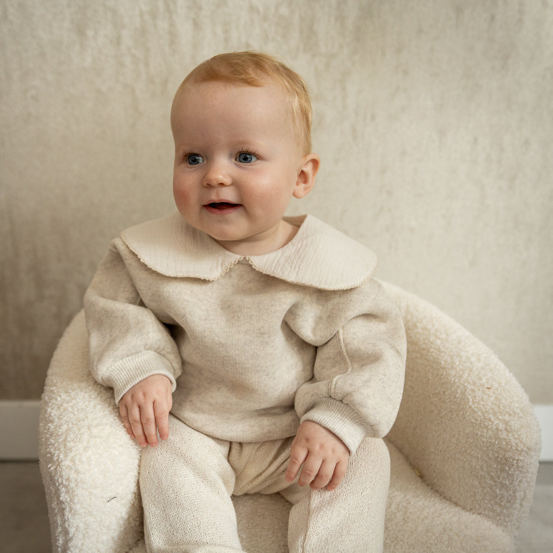 Play Up - knit sweater with collar - ecru