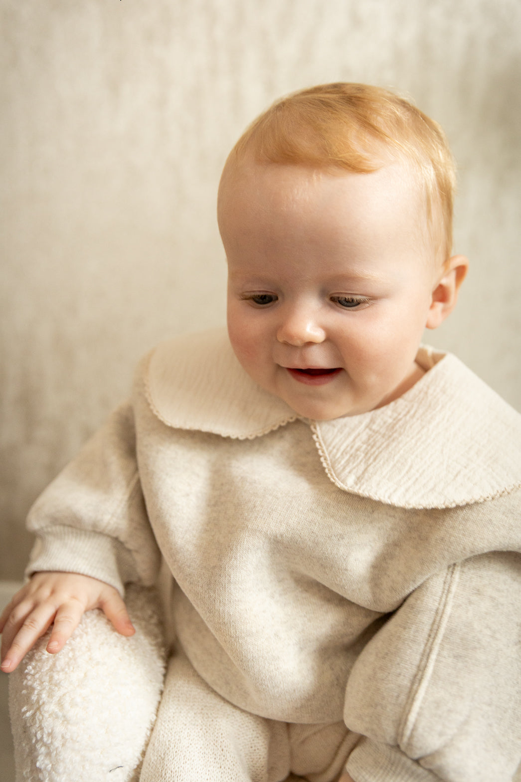 Play Up - knit sweater with collar - ecru