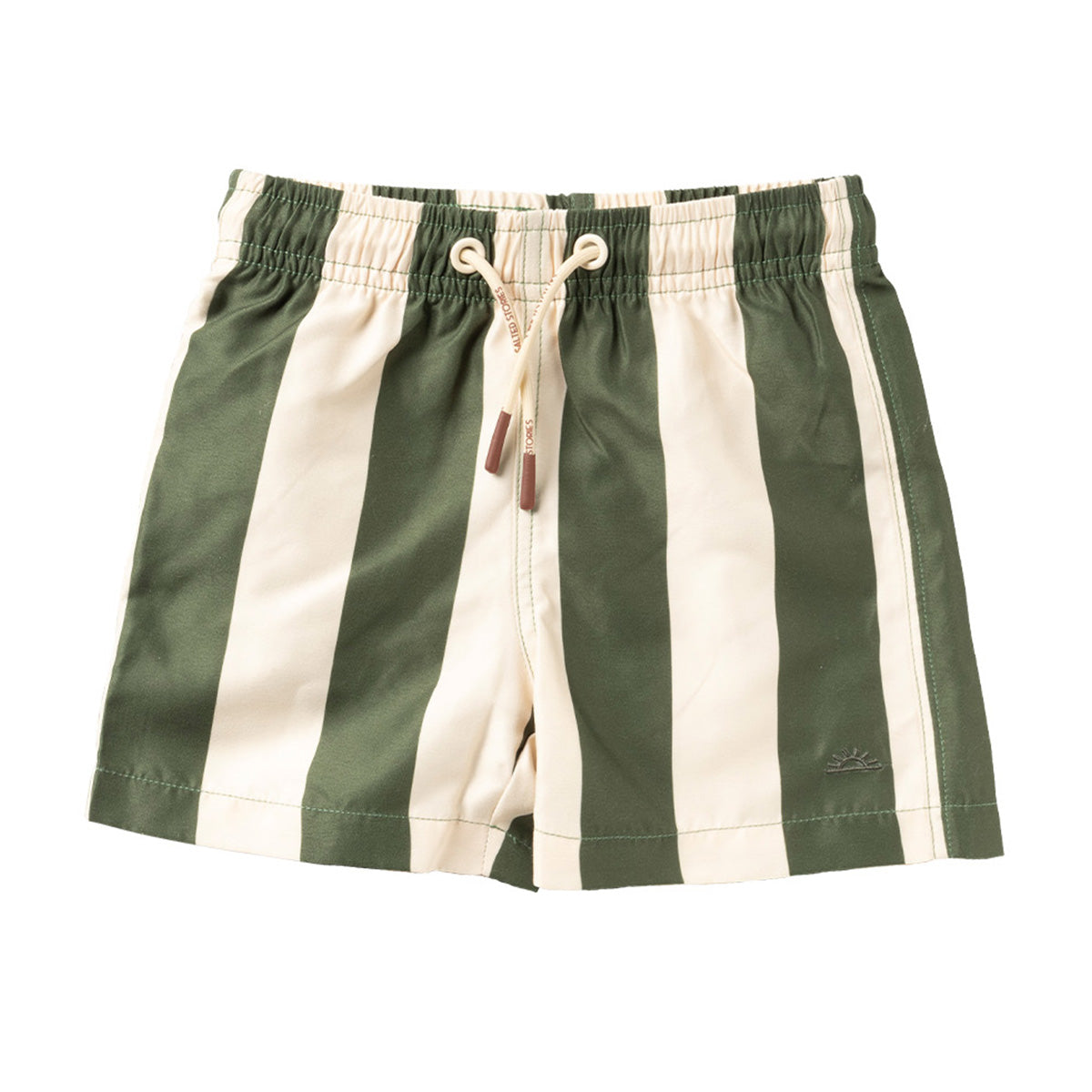 Salted Stories - swim shorts wide stripe - bronze green