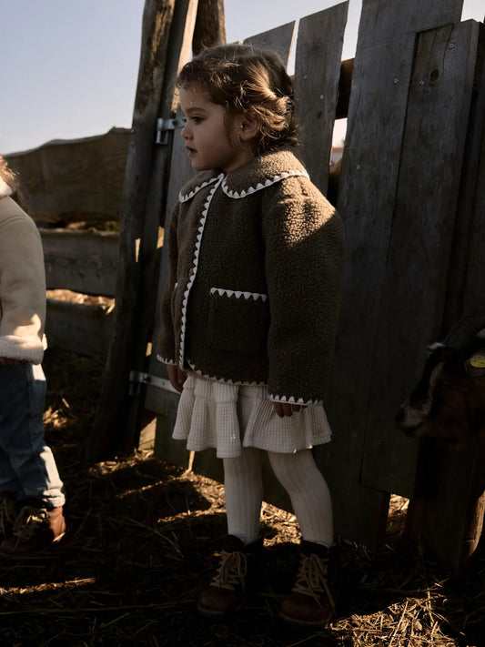 Lil'Atelier - loose fit teddy jacket - shitake brown