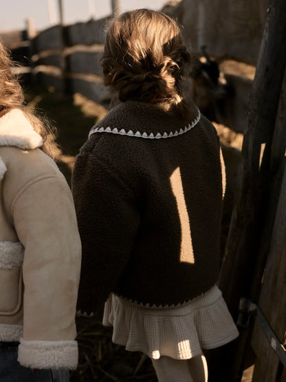 Lil'Atelier - loose fit teddy jacket - shitake brown