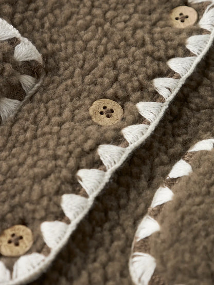 Lil'Atelier - loose fit teddy gilet - shitake brown