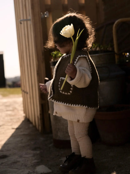 Lil'Atelier - loose fit teddy gilet - shitake brown