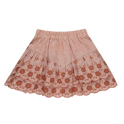 Rylee + Cru - tiered mini skirt - poppy gingham