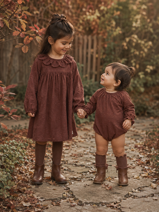 Lil'Atelier - jacquard woven dress Nopa - mahogany