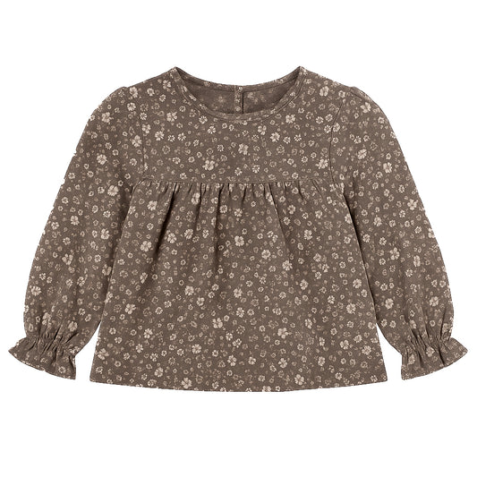 Two You Label - flower blouse - brown