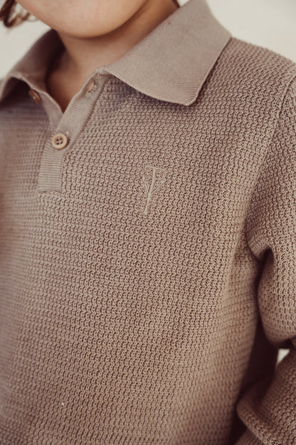 Knitted polo Richie ~ taupe