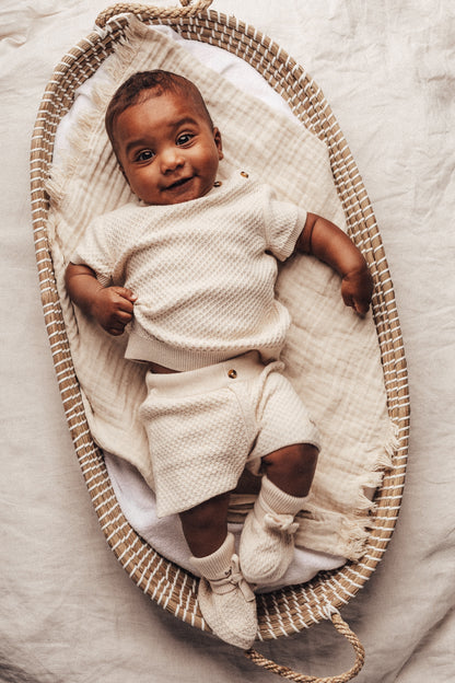 Baje Studio - knitted shortsleeve Frain - white coconut