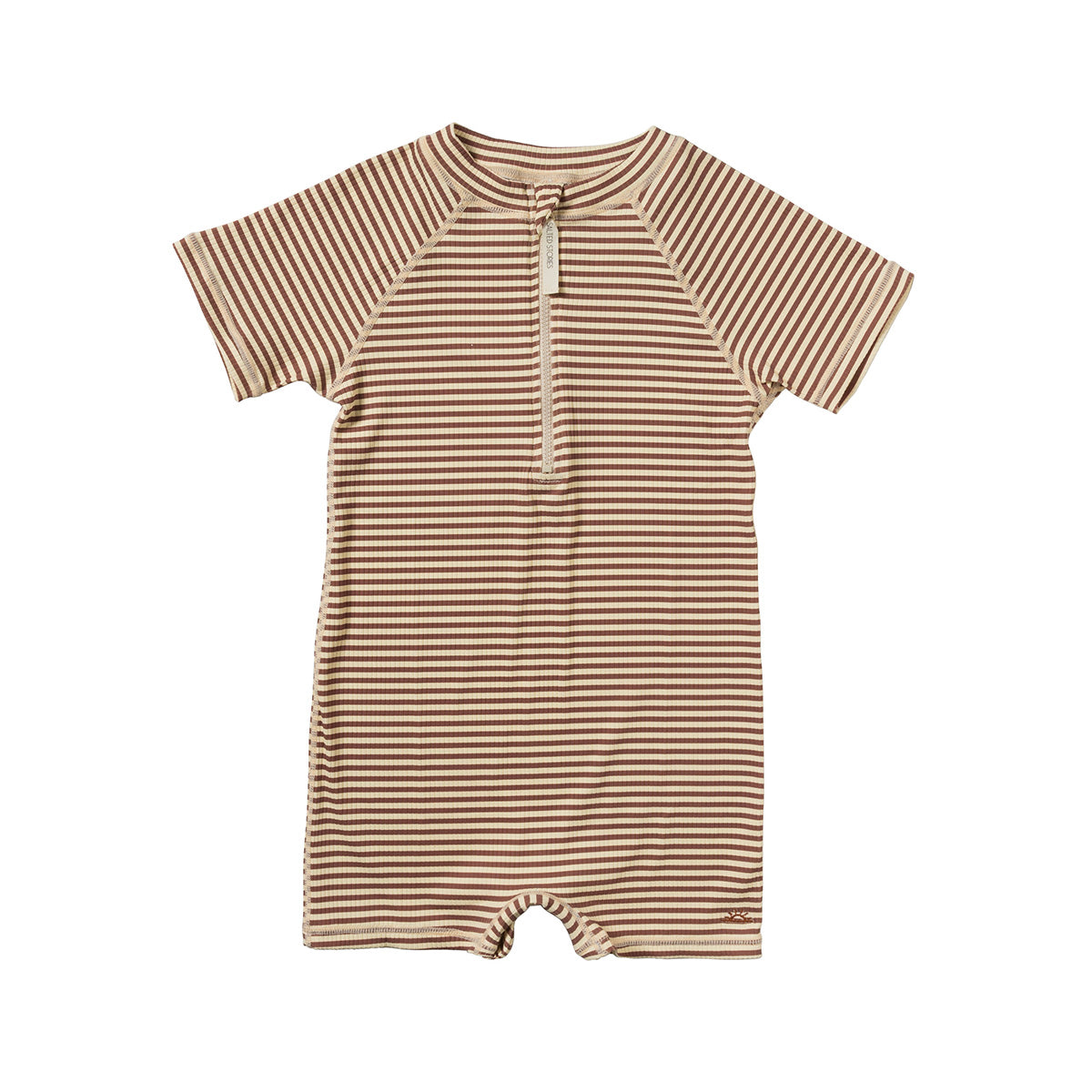 Rib stripe UV-pakje Skip (boys) ~ carob brown