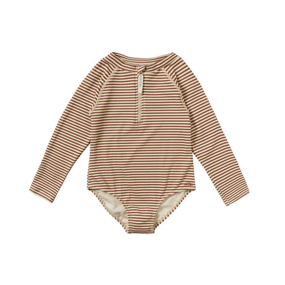 Rib stripe UV-pakje Saskia (girls) ~ carob brown