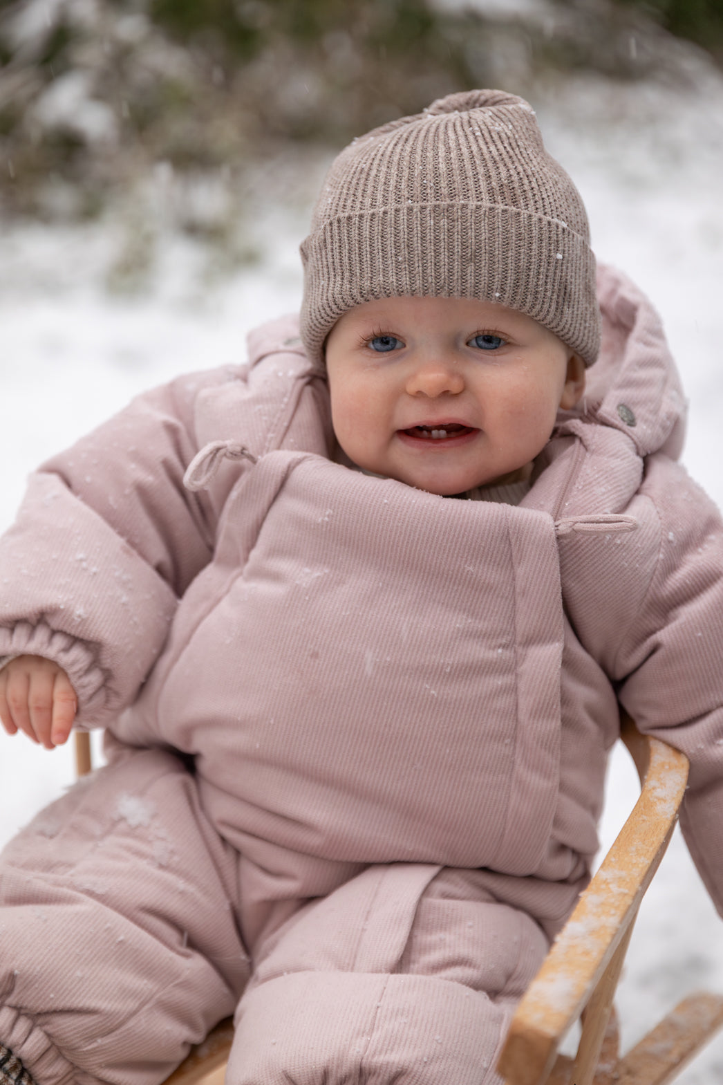 Wheat - puffer snowsuit baby Nallo - powder rose