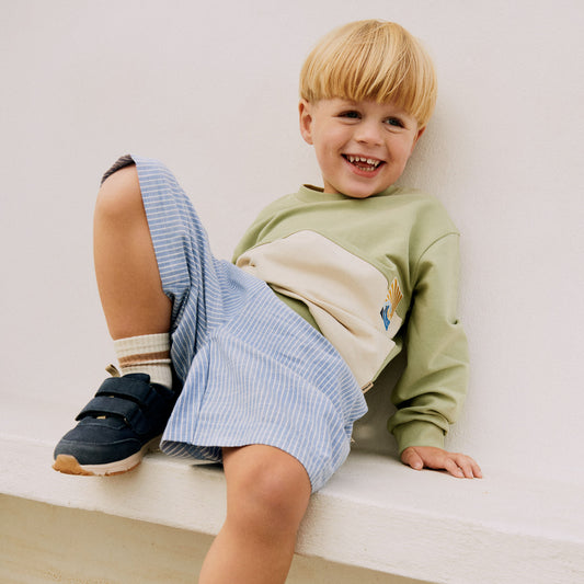 Wheat - seersucker shorts Cuba - blue stripe