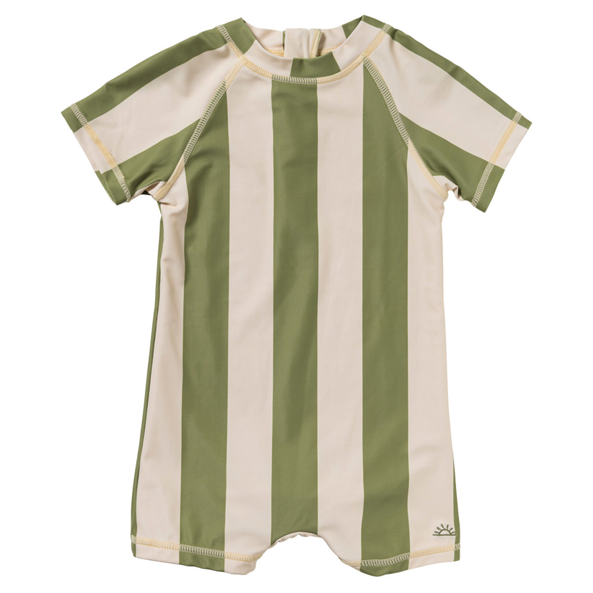 Salted Stories - shortsleeve swimsuit wide stripe - iguana green