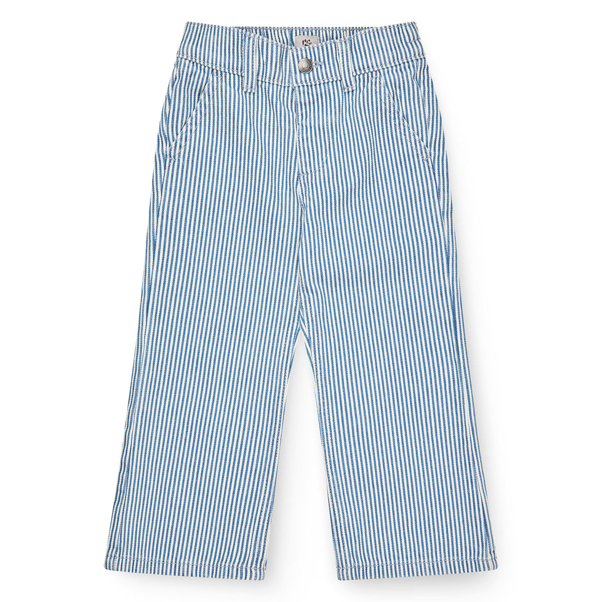 Copenhagen Colors - wide leg pants with embroidery birds - denim blue stripe