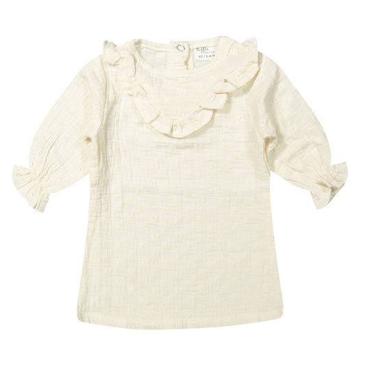 Dress Anna woven white embroidery - crème