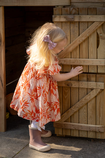 Flower dress Lillian - orange/pink