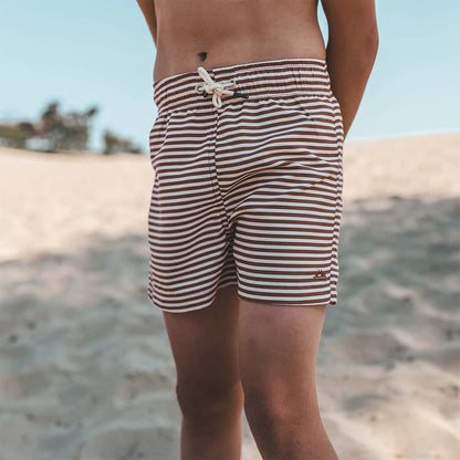 Salted Stories - swim shorts Shawn - carob brown stripe