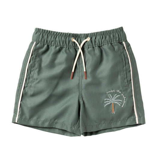 Salted Stories - swim shorts Solid - bronze green