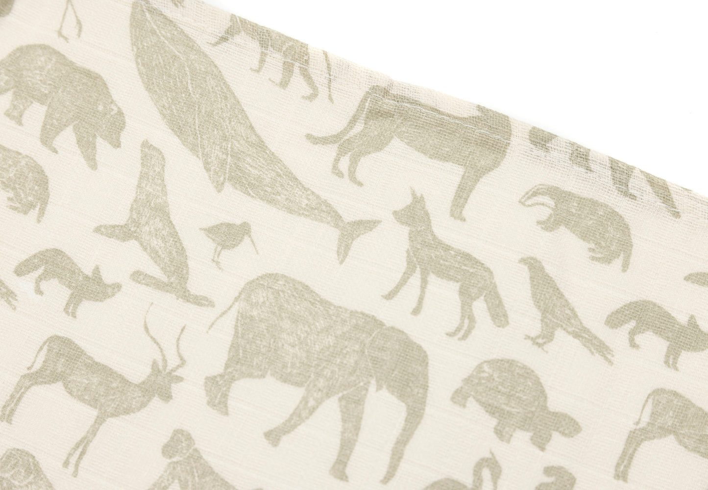 Hydrofiele doek Animals - olive green - 3 stuks
