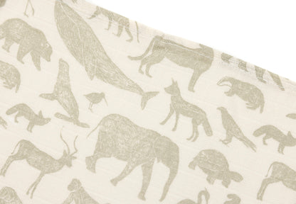 Hydrofiele doek Animals - olive green - 3 stuks