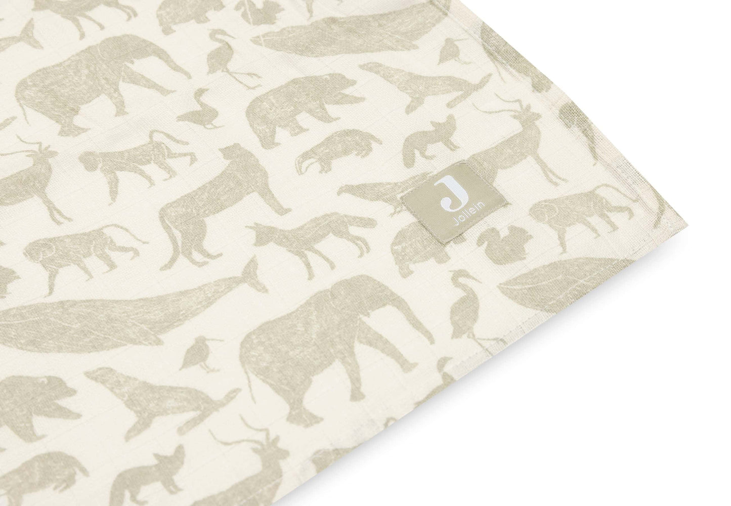 Jollein - hydrofiel multidoek Animals - Olive Green - 2 stuks