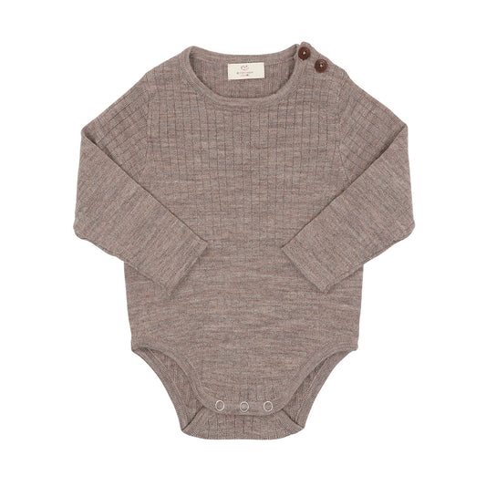 Merino rib romper - natural melange