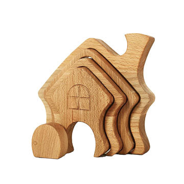 Houten puzzel huis