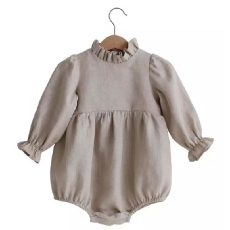 Linen cotton romper ~ oatmeal