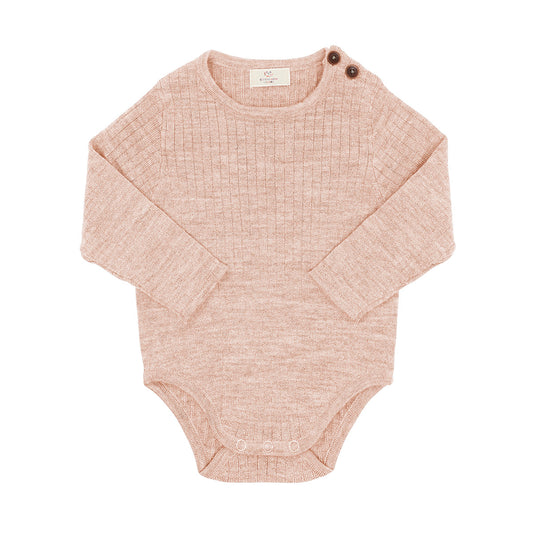 Merino rib romper - soft pink