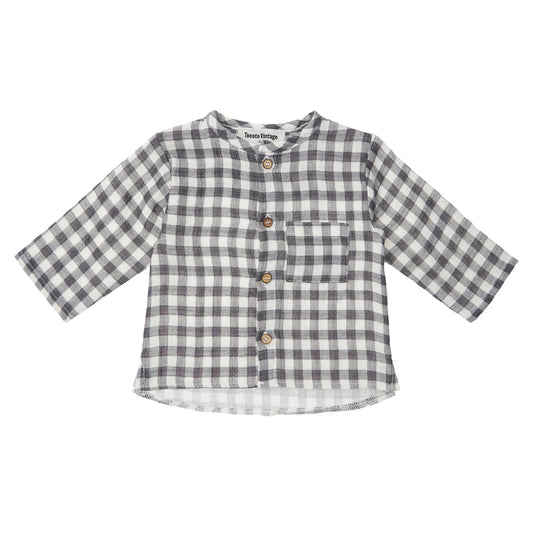 Gingham ruit blouse - grijs