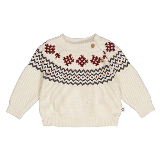 Knit jacquard sweater ~ crème