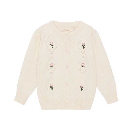 Cardigan Flower Embroidery ~ ivory
